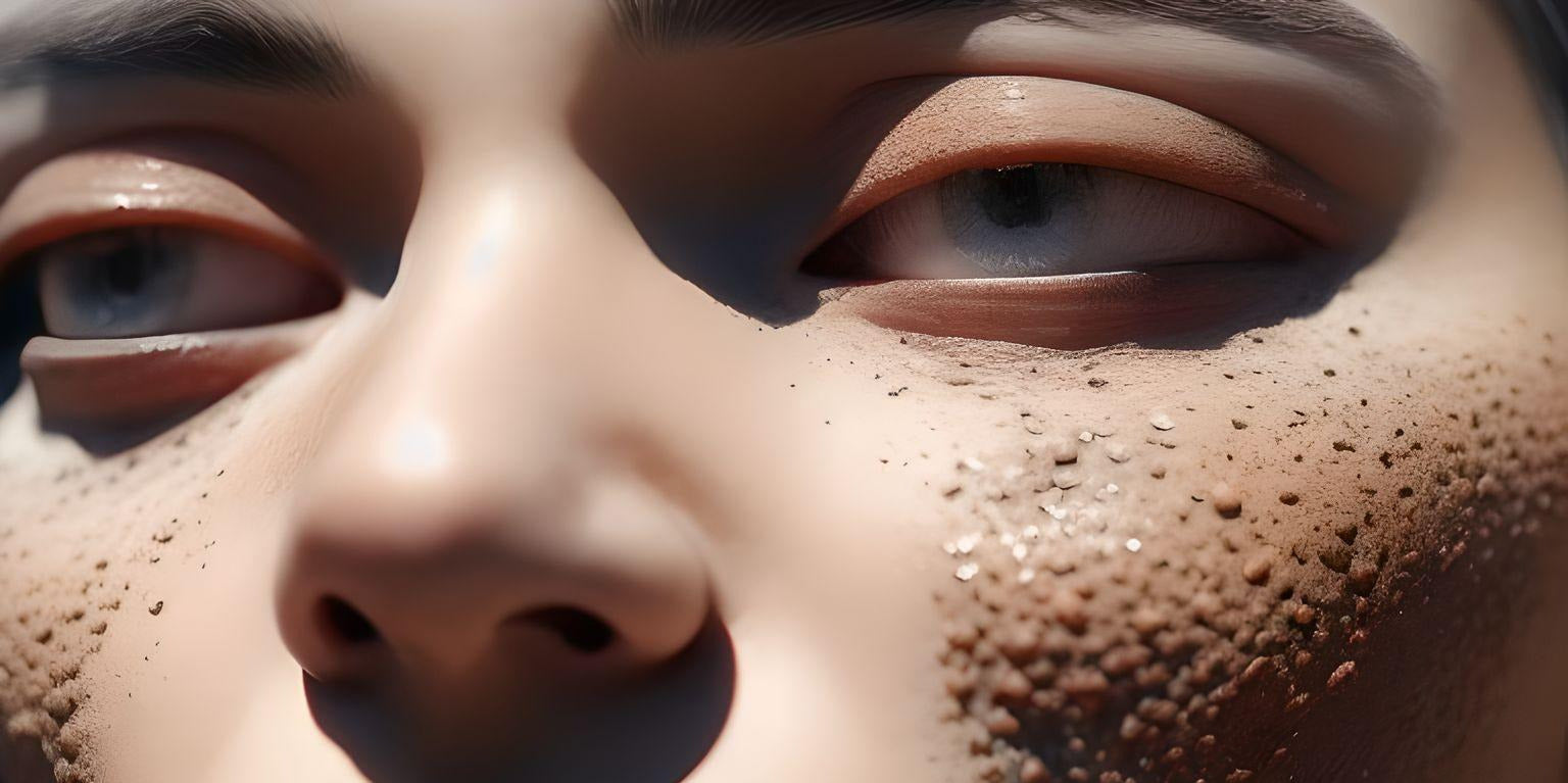 Close-up of a girl with very dry skin
