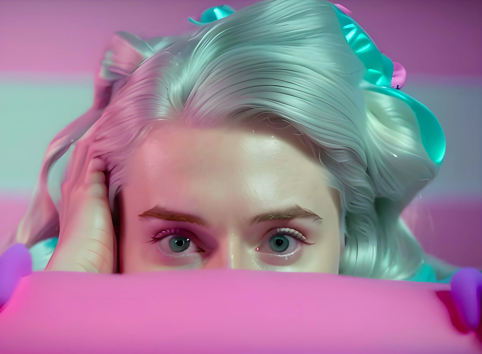 Beautiful girl taking a break from skincare