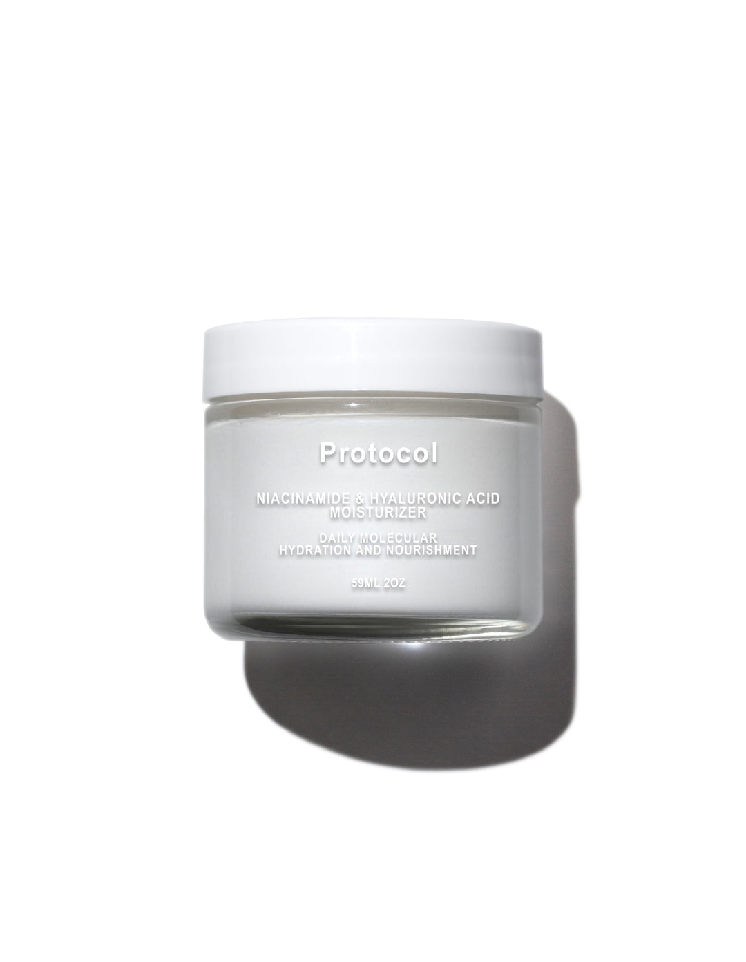 white jar with clear lettering
